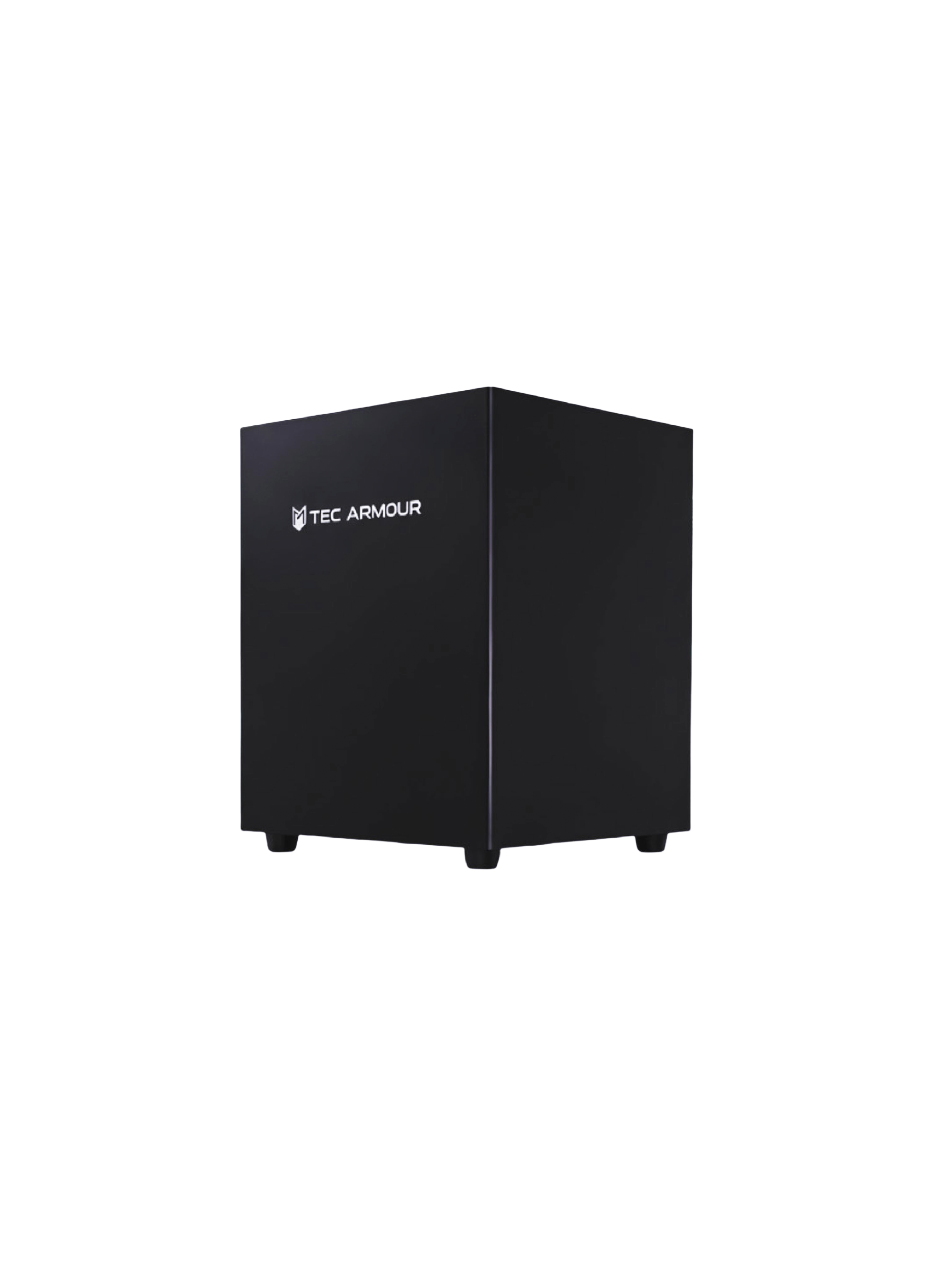 TEC ARMOUR NOVA 320 subwoofer with the grille removed, showing the 8-inch driver